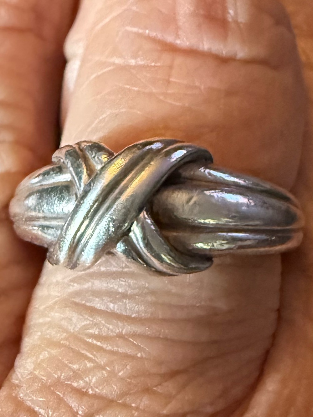 Tiffany&Co Co Sterling Silver Knot Ring - Elegant Silver Women's Band